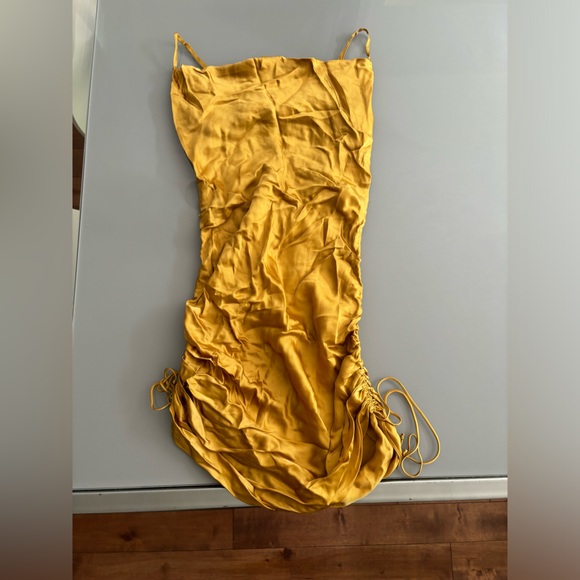 Wilfred XS Gold mini dress, satin, adjustable length - Picture 1 of 2